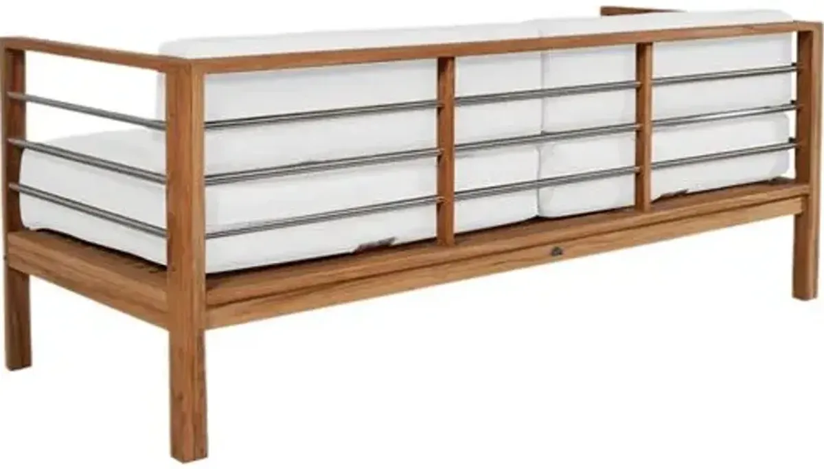 Summer Outdoor Teak Bench - Natural Sunbrella - White