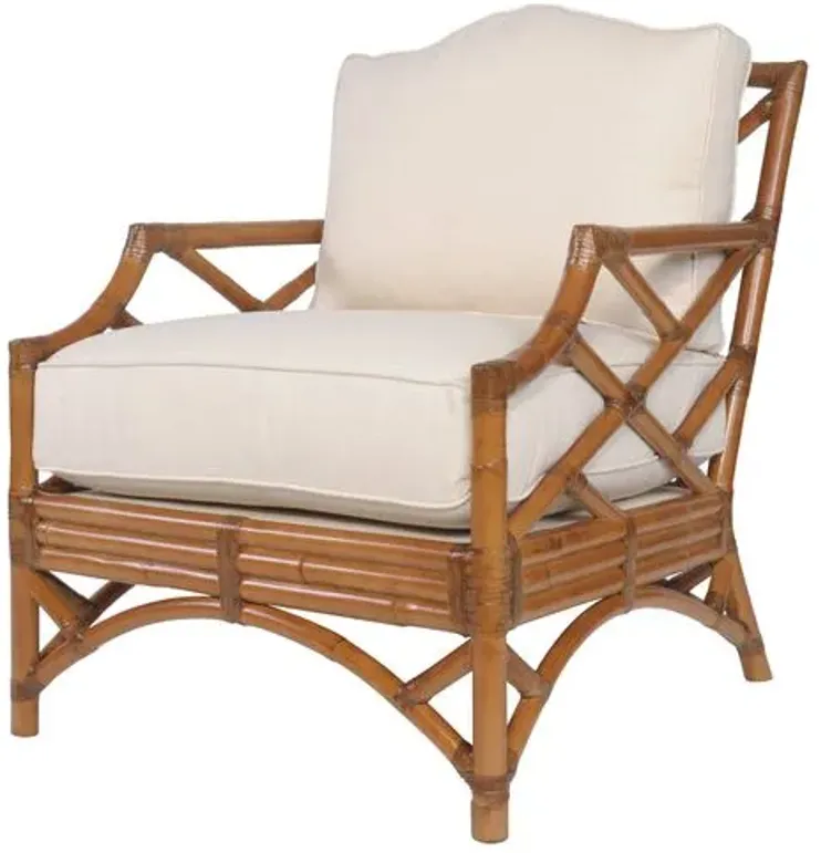 Chippendale Accent Chair - Camel Brown - White, Comfortable, Durable, Cushioned