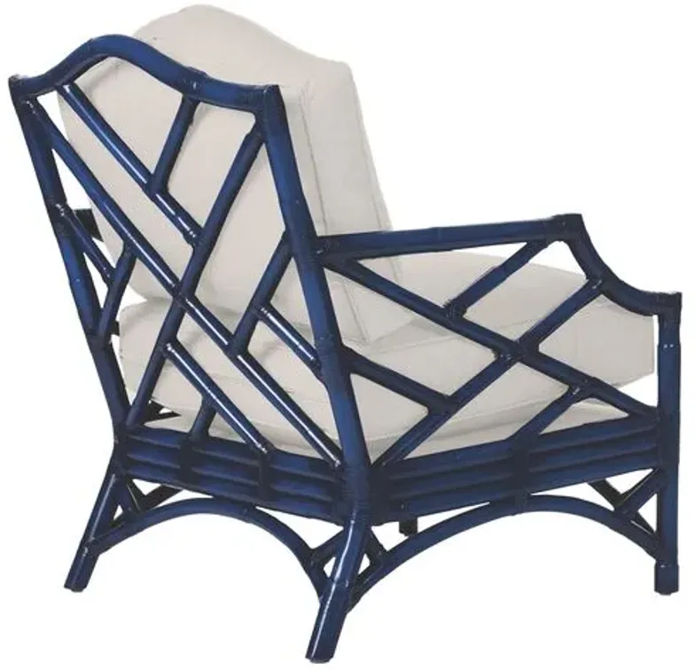 Chippendale Accent Chair - Navy - White, Comfortable, Durable, Cushioned