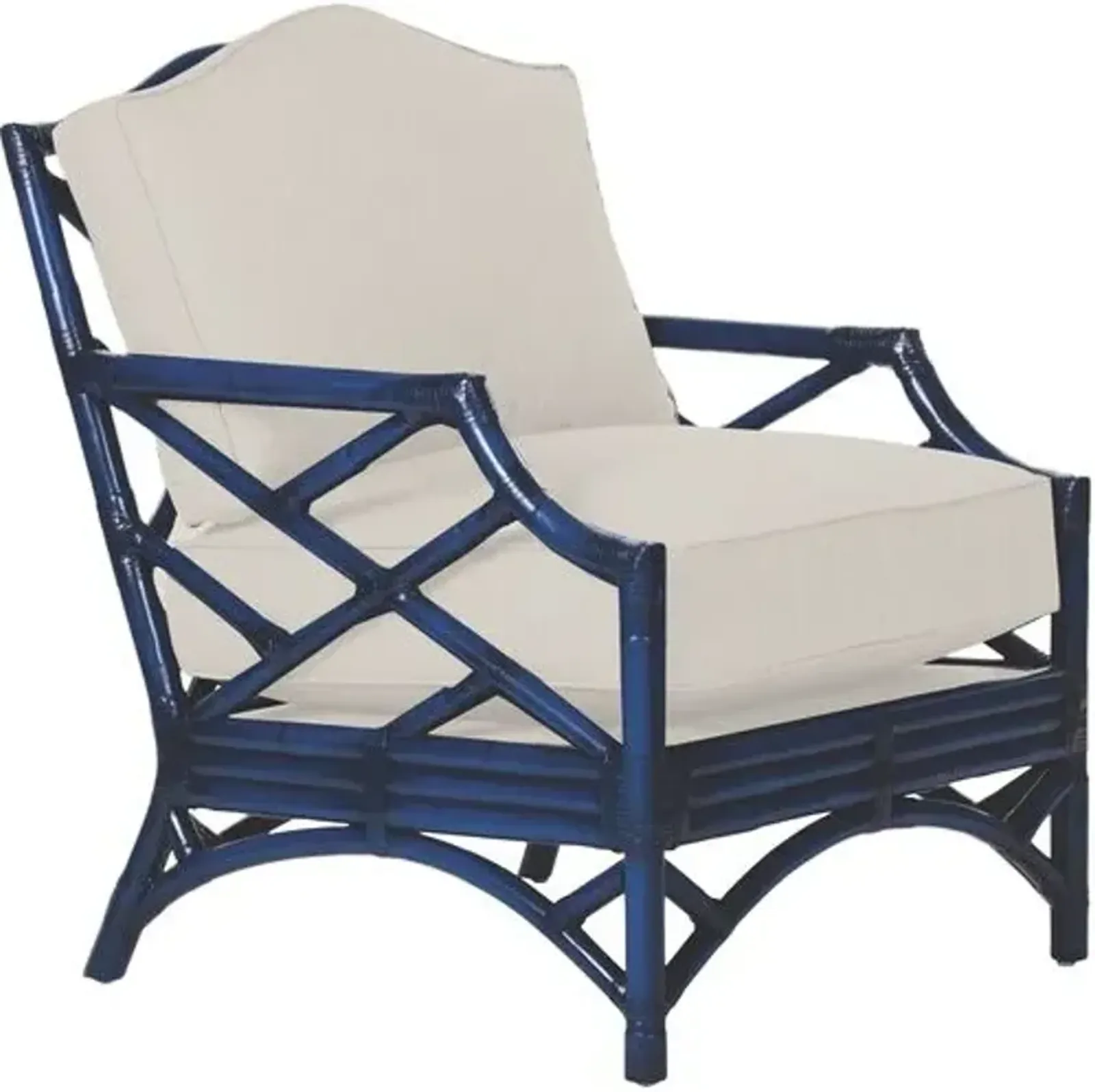 Chippendale Accent Chair - Navy - White, Comfortable, Durable, Cushioned