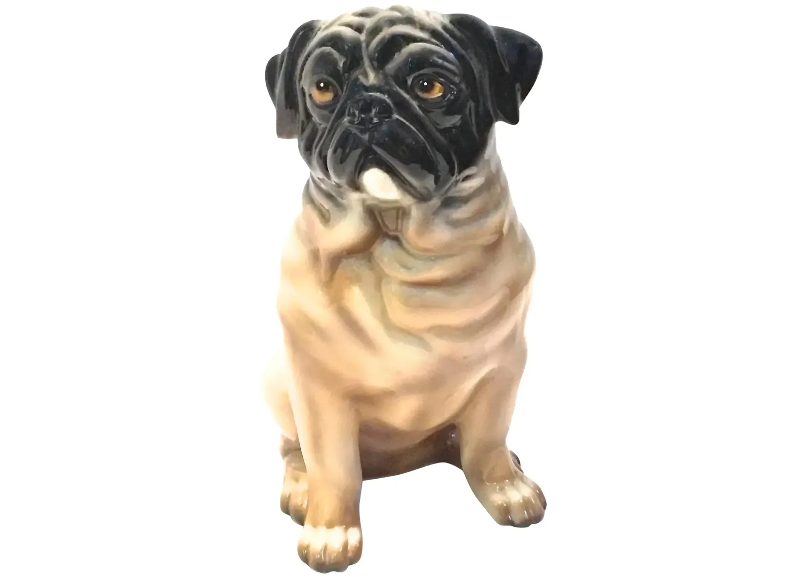 Large Pug Ceramic Figure - Vermilion Designs - Beige