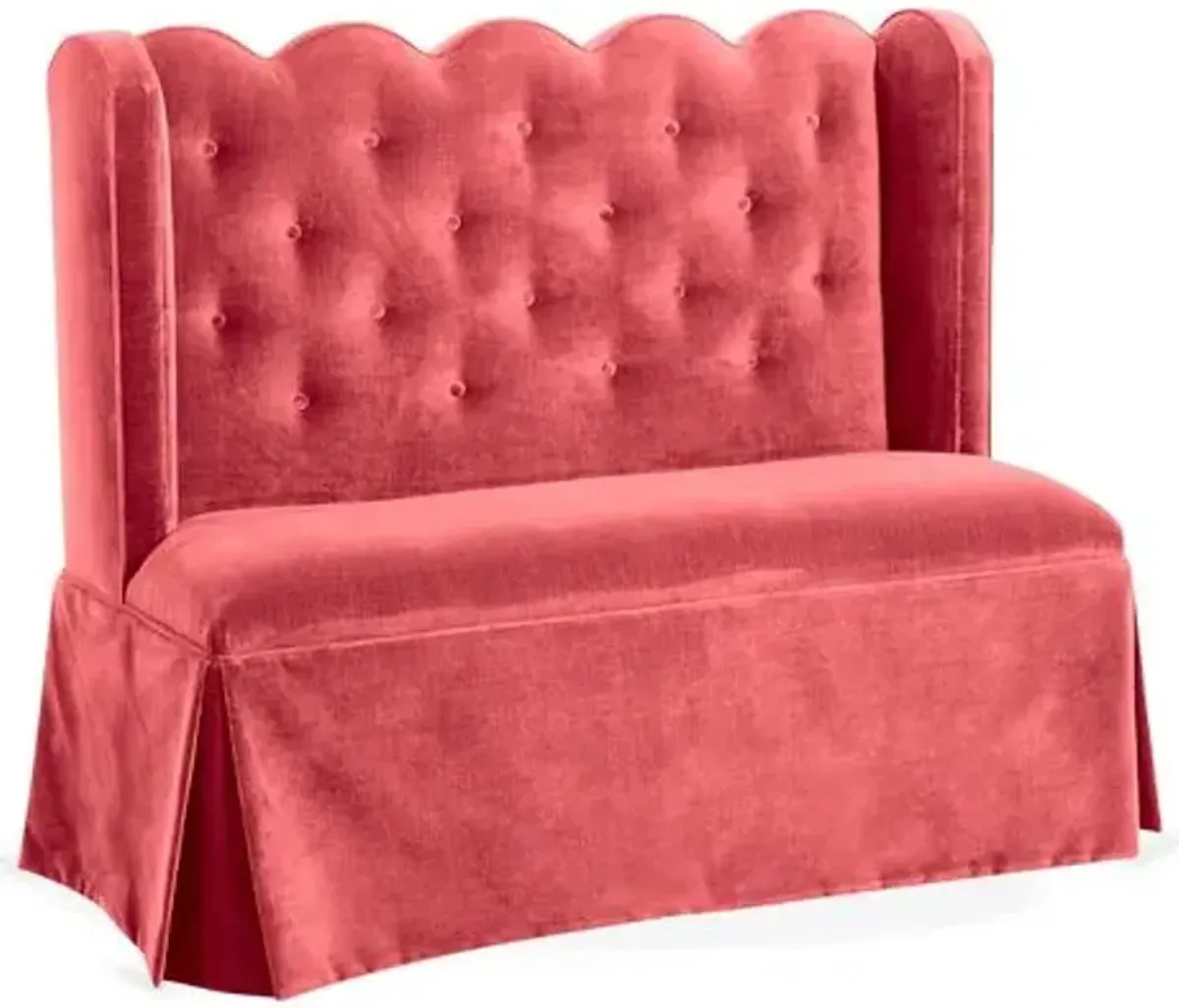 Regina Scallop Banquette - Handcrafted - Pink