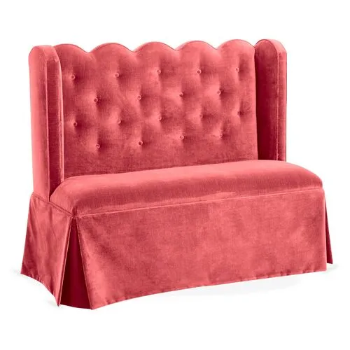 Regina Scallop Banquette - Handcrafted - Pink