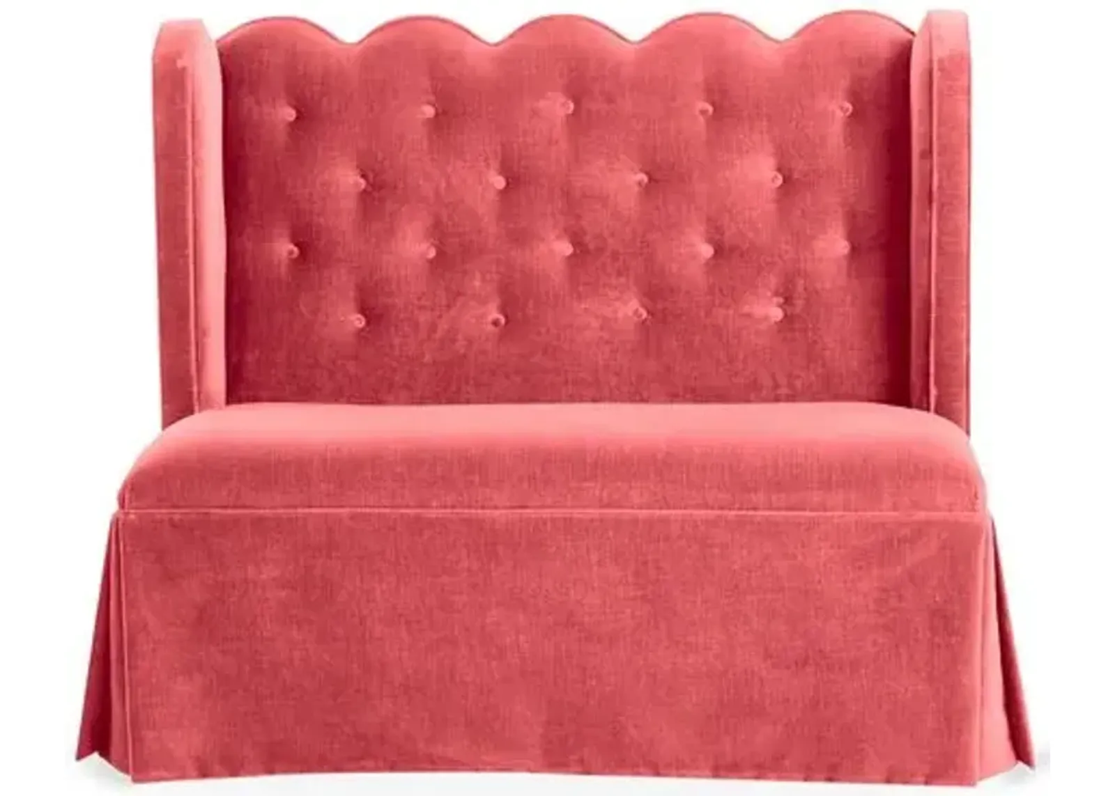 Regina Scallop Banquette - Handcrafted - Pink