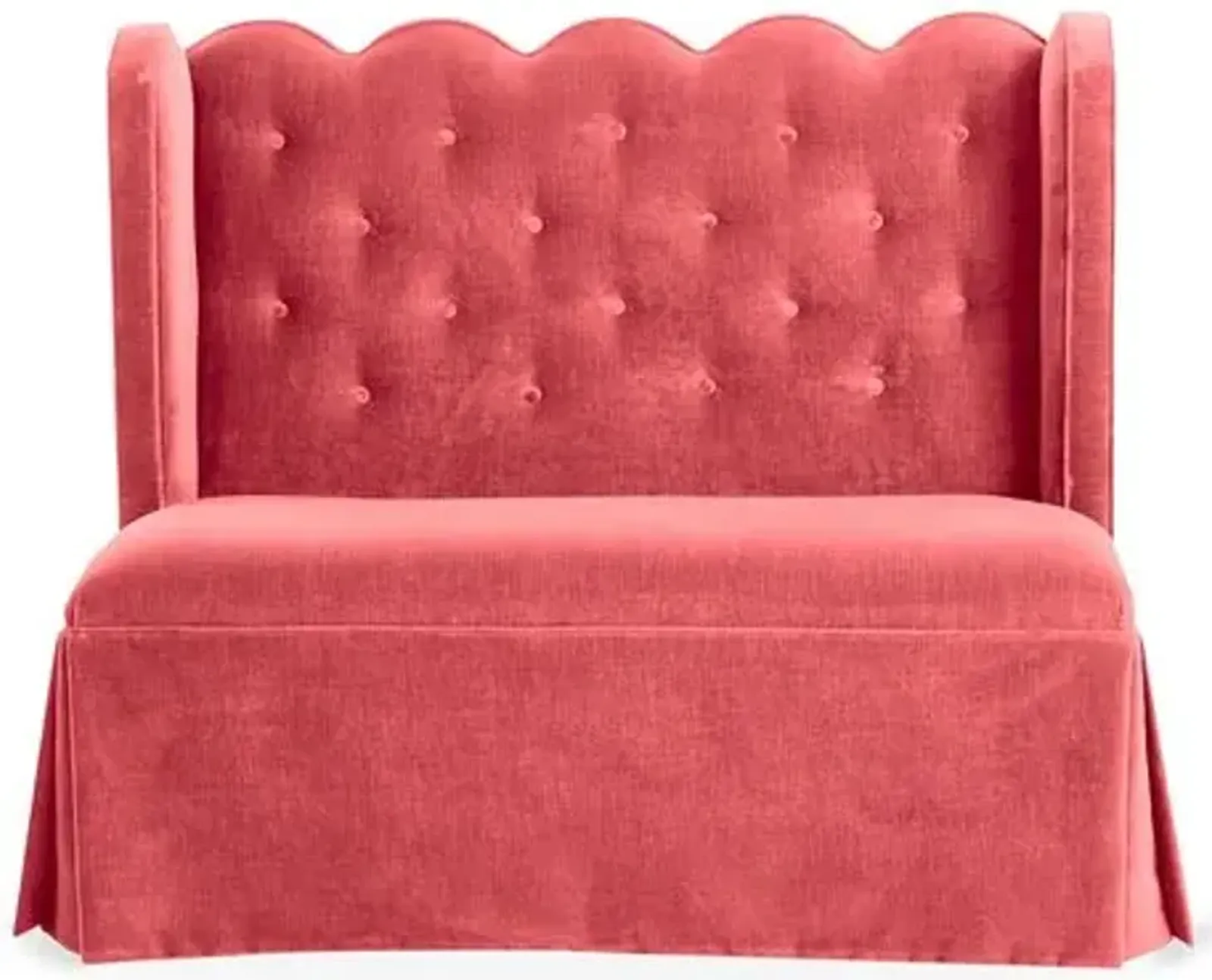 Regina Scallop Banquette - Handcrafted - Pink