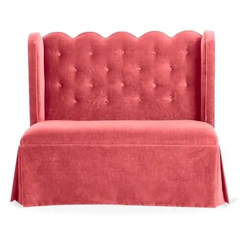 Regina Scallop Banquette - Handcrafted - Pink