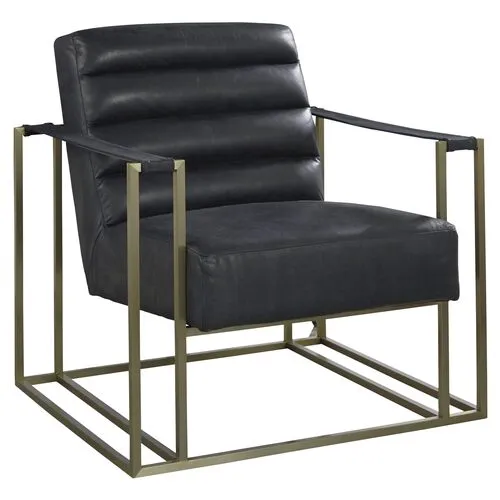Jensen Accent Chair - Black Leather, Comfortable, Durable