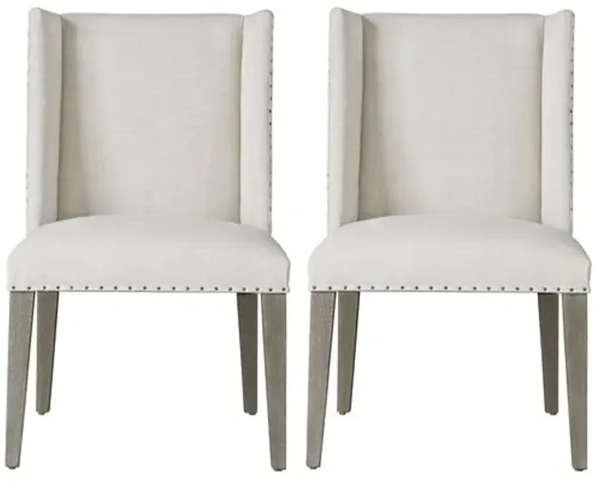 Set of 2 Tyndall Side Chairs - Ivory/Flint - White