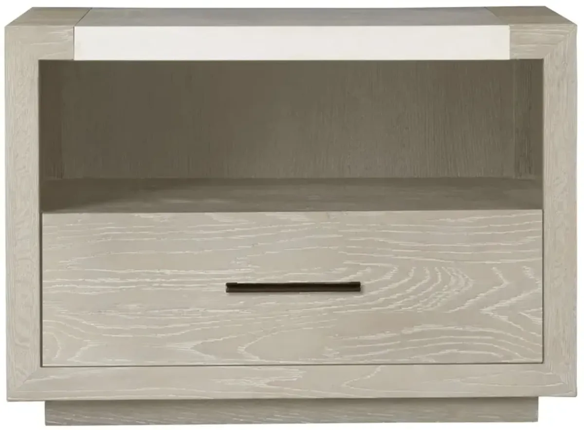 Henley 1-Drawer Stone Top Nightstand, Quartz Whitewash