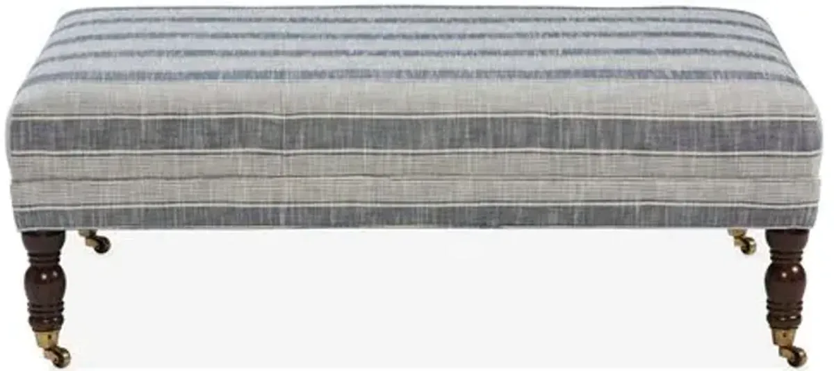 Allie Cocktail Ottoman - Blue/Cream - Miles Talbott - Handcrafted