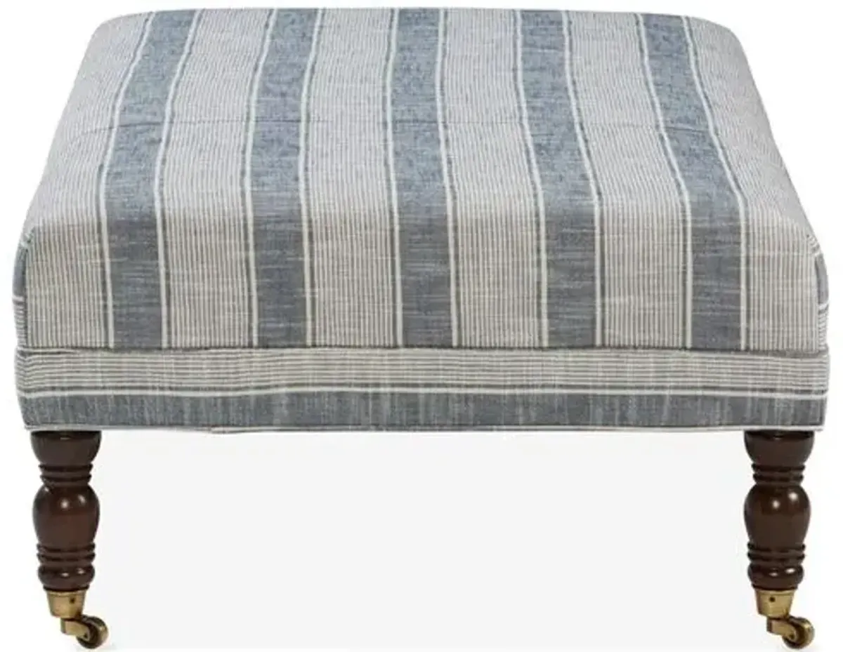 Options Ottoman - Blue/Cream - Miles Talbott - Handcrafted