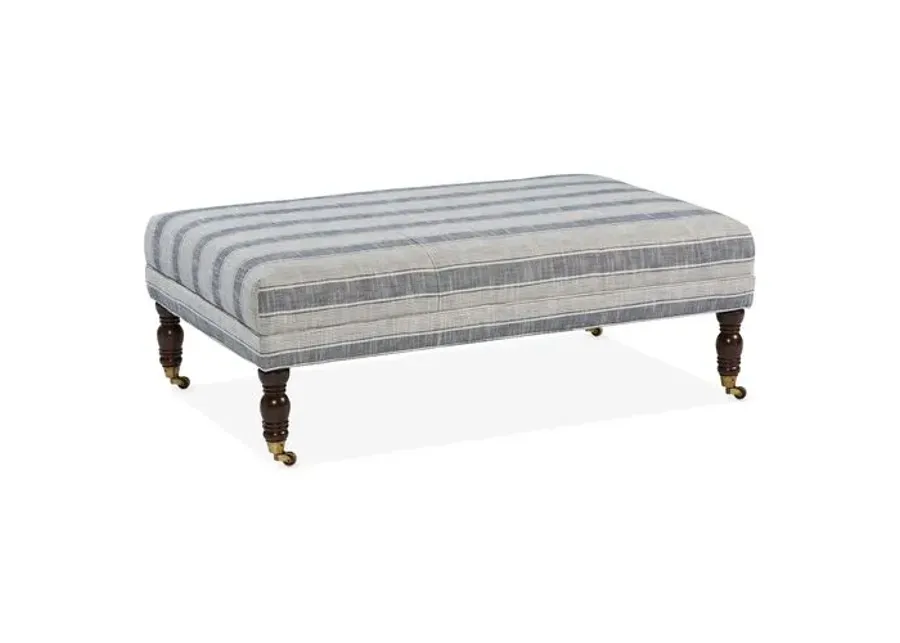 Options Ottoman - Blue/Cream - Miles Talbott - Handcrafted