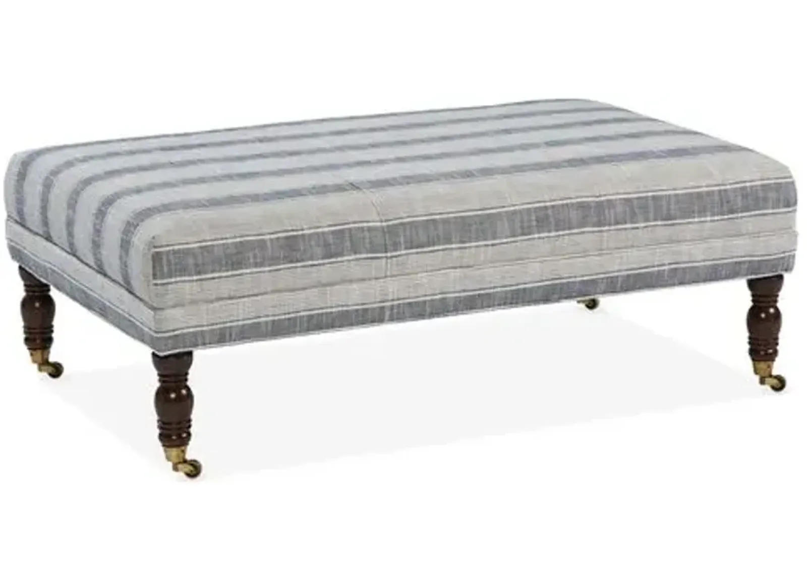 Options Ottoman - Blue/Cream - Miles Talbott - Handcrafted