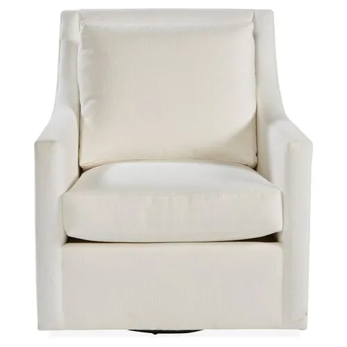 Fairfax Swivel Accent Chair - White Crypton - Miles Talbott - Handcrafted, Comfortable, Durable, Cushioned