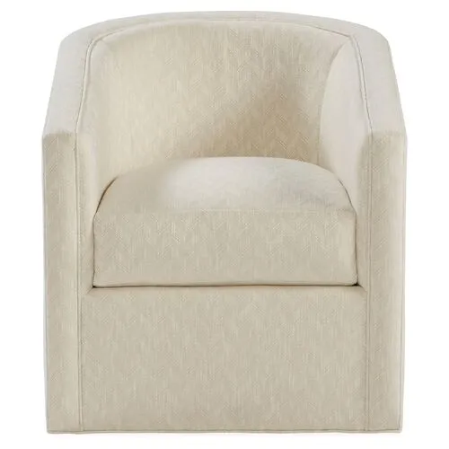 Monica Swivel Club Chair - Parchment Crypton - Miles Talbott - Hancrafted in the USA