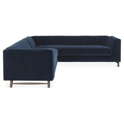 Alden Velvet Sectional - Blue