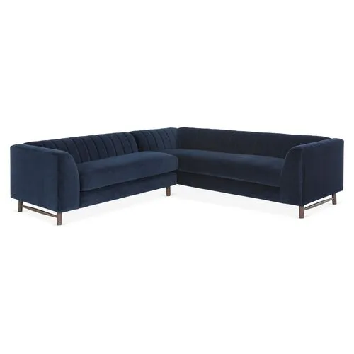 Alden Velvet Sectional - Blue