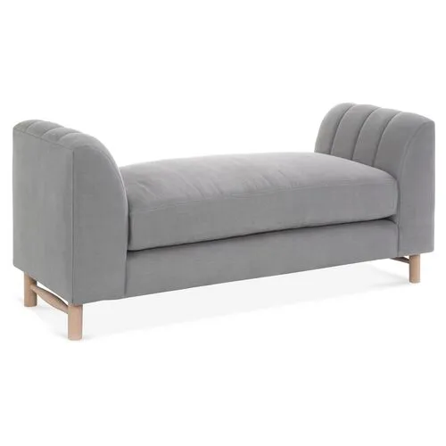 Alden Linen Bench - Gray