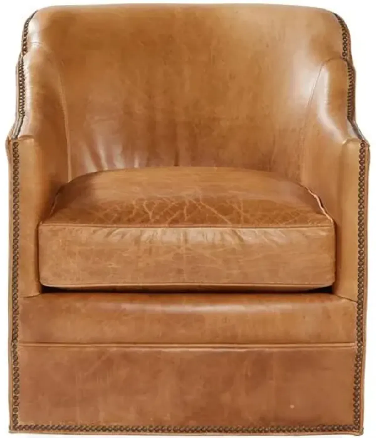 Hughes Swivel Chair - Camel Leather/Hide - Massoud