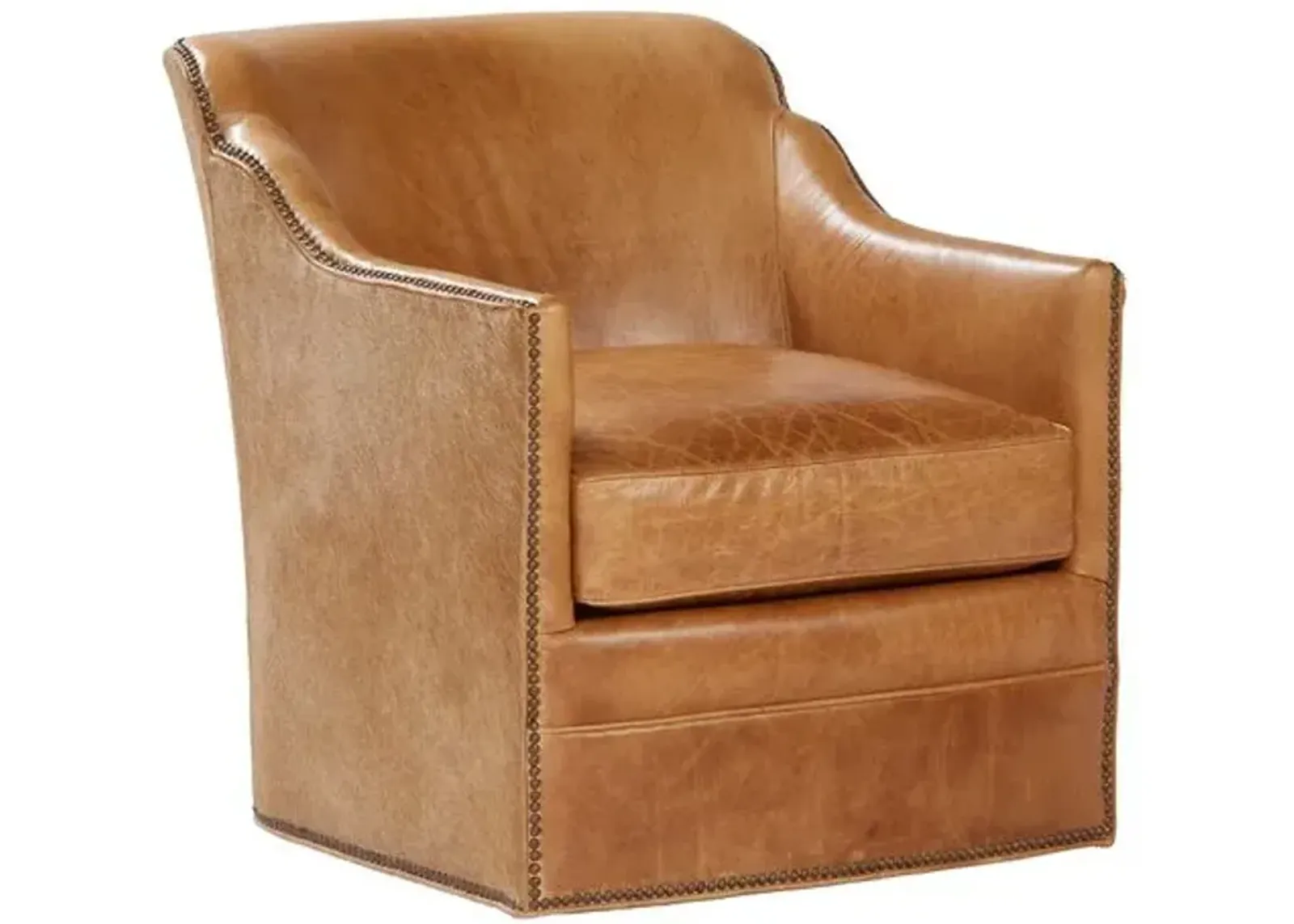 Hughes Swivel Chair - Camel Leather/Hide - Massoud