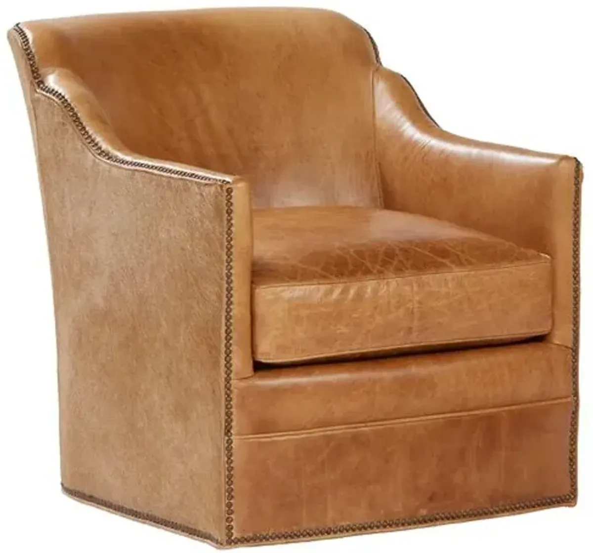 Hughes Swivel Chair - Camel Leather/Hide - Massoud