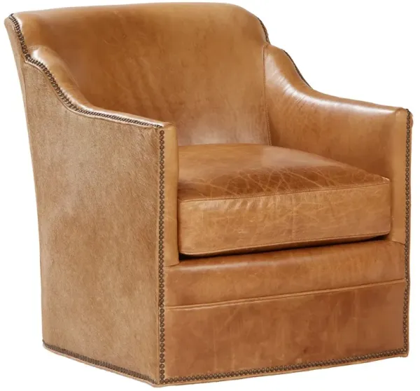 Hughes Swivel Chair, Camel Leather/Hide