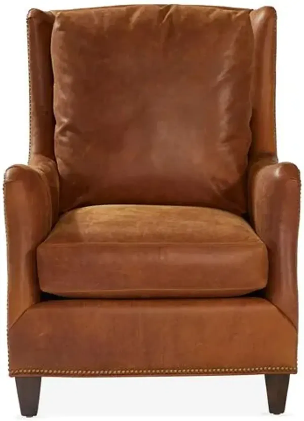 Etna Wingback Chair - Café Leather - Massoud - Brown - Comfortable, Stylish