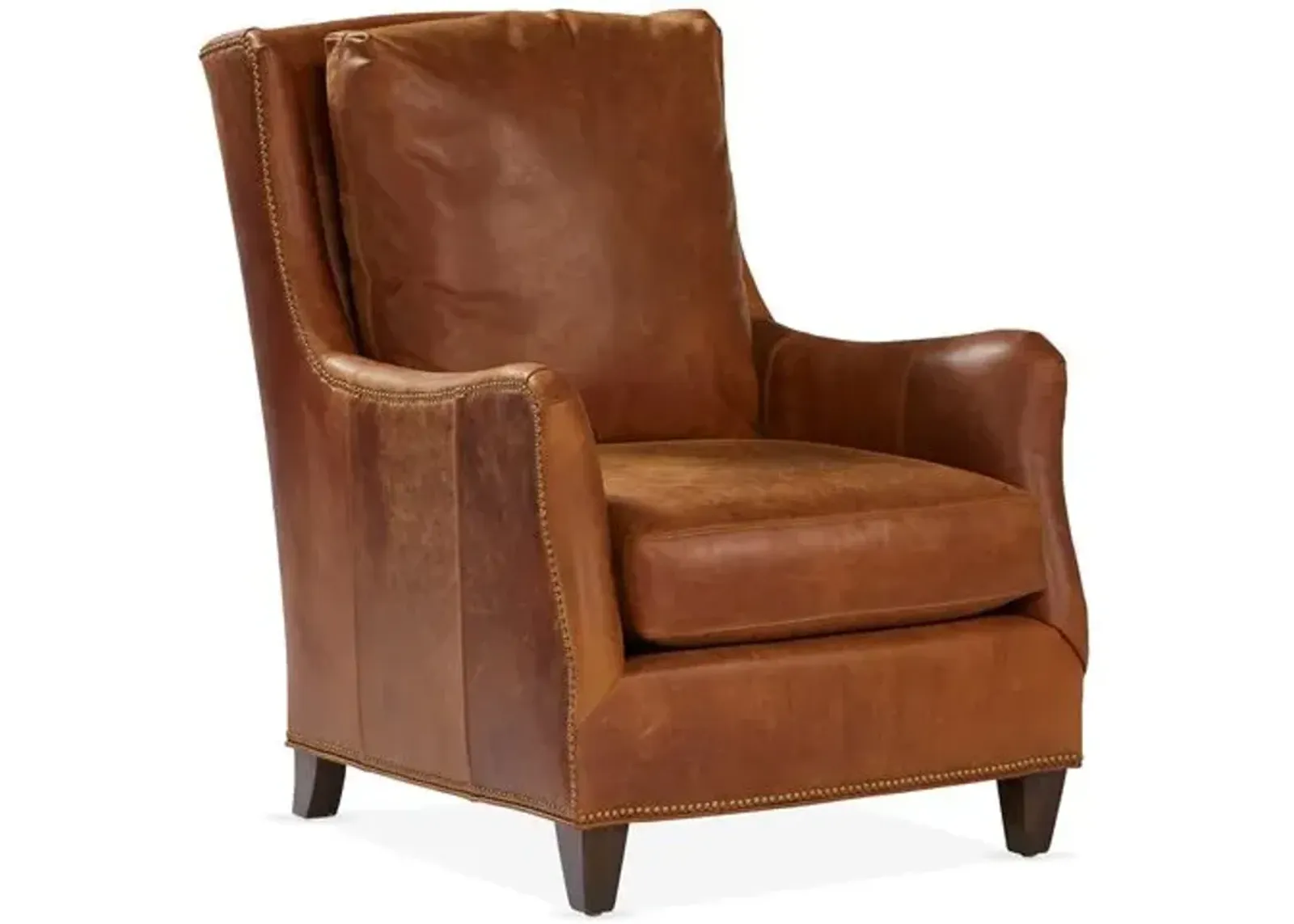 Etna Wingback Chair - Café Leather - Massoud - Brown - Comfortable, Stylish