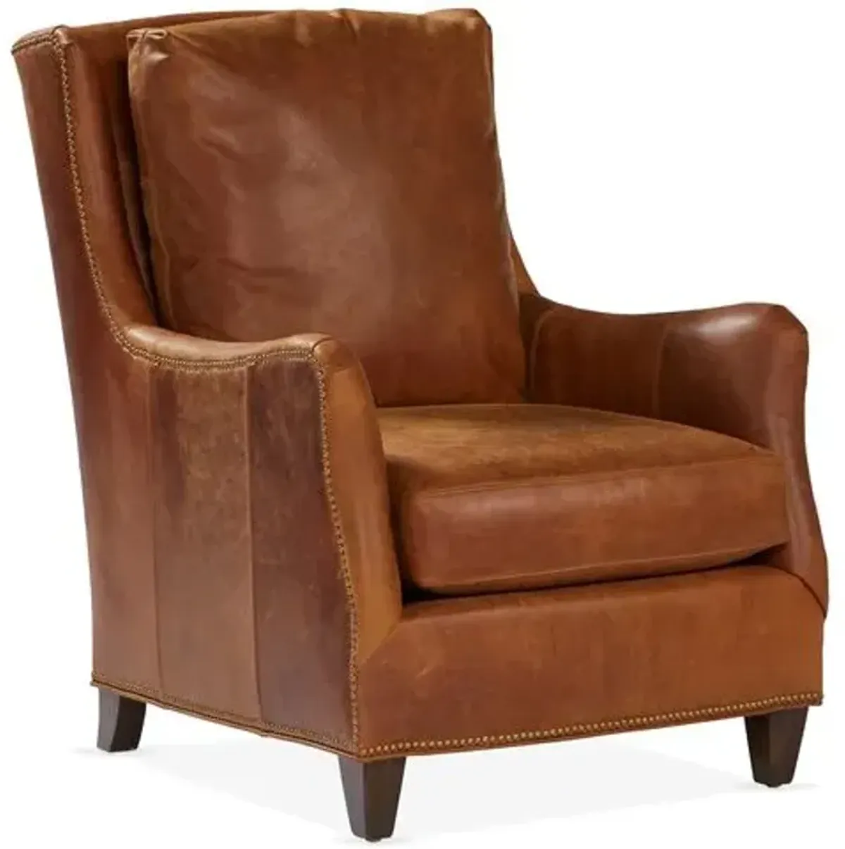 Etna Wingback Chair - Café Leather - Massoud - Brown - Comfortable, Stylish