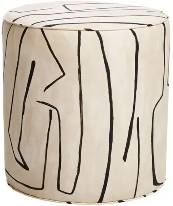 Harper Round Ottoman - Griffito - Beige