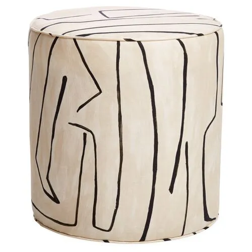 Harper Round Ottoman - Griffito - Beige