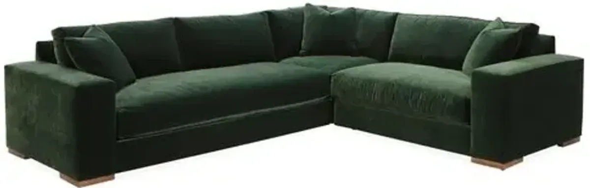 Mandel Velvet RF Sectional - Green