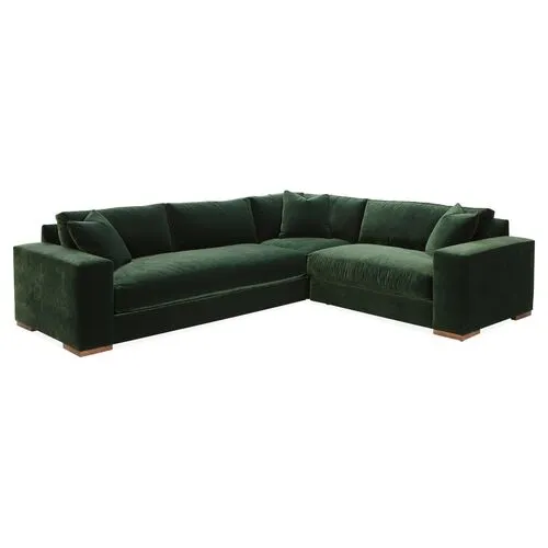 Mandel Velvet RF Sectional - Green