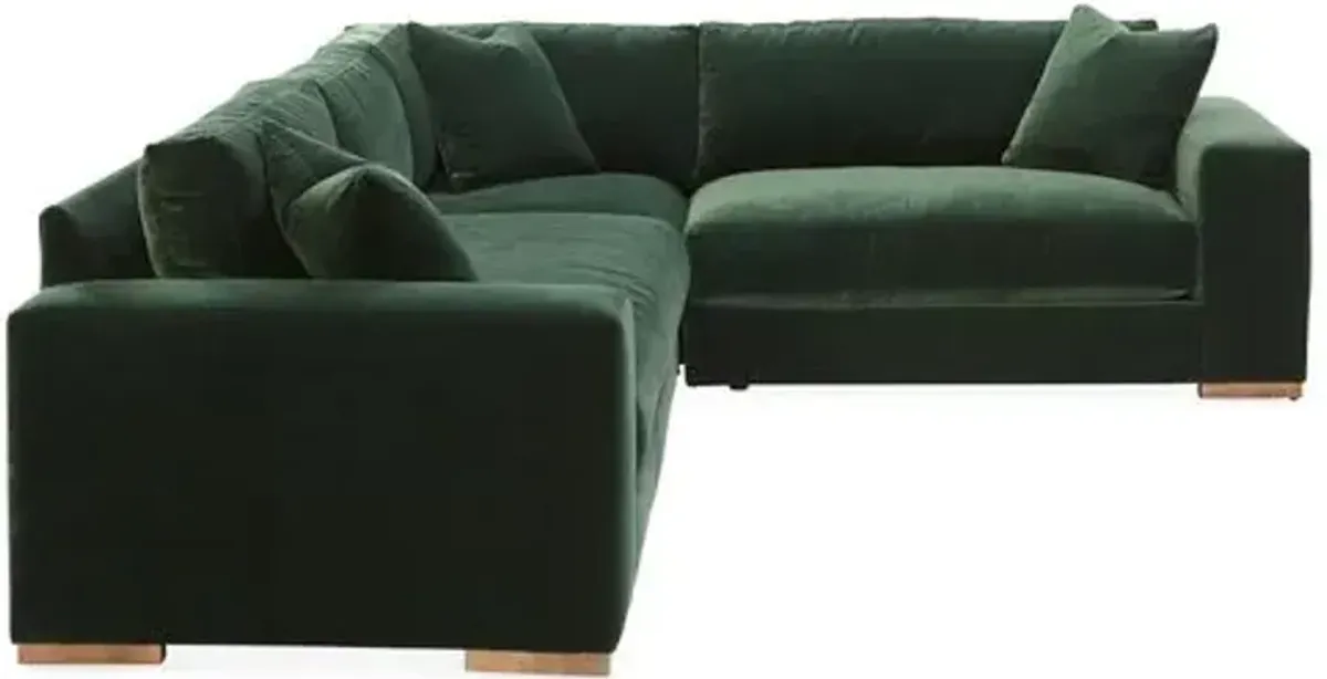 Mandel Velvet RF Sectional - Green