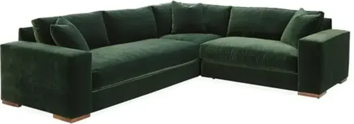 Mandel Velvet RF Sectional - Green