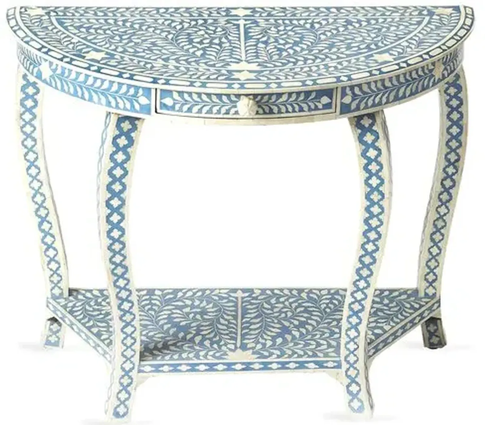 Layla Bone-Inlay Console - Blue/White