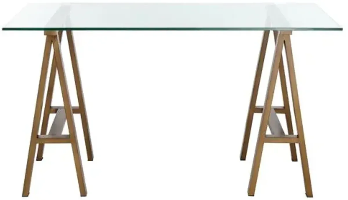 Brady Desk - Brushed Brass - Gold