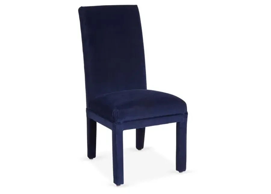 Monroe Side Chair - Lapis Velvet - Blue