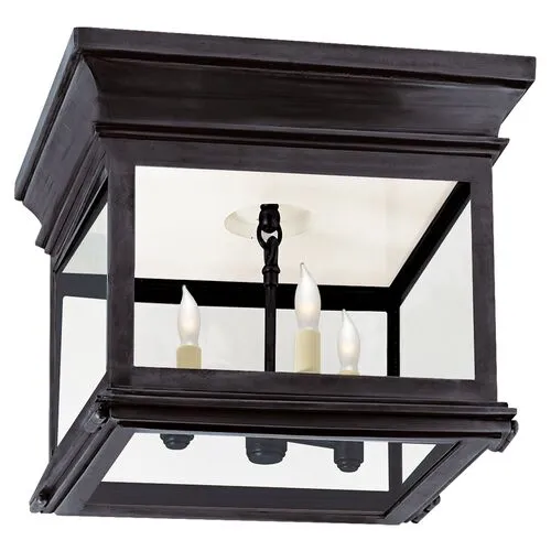 Visual Comfort - Club Small Flush Mount - Bronze/Clear - Black