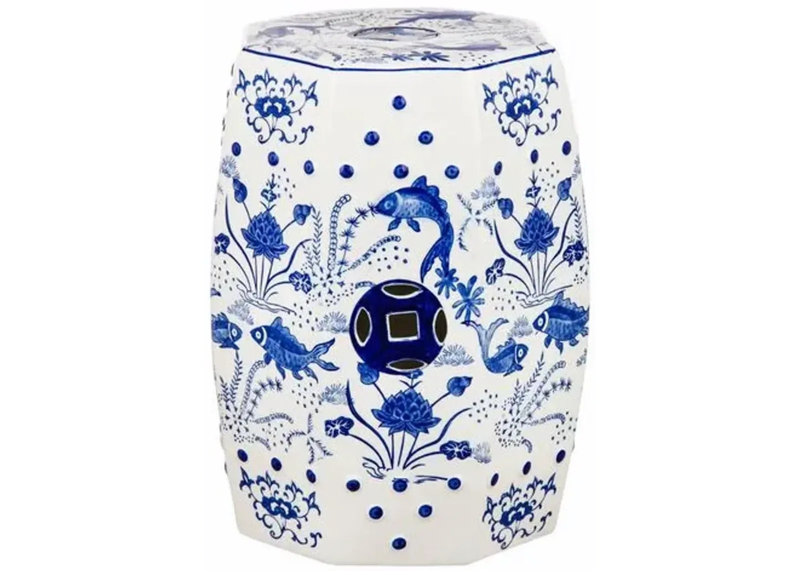 Cloud Chinoiserie Garden Stool - Blue