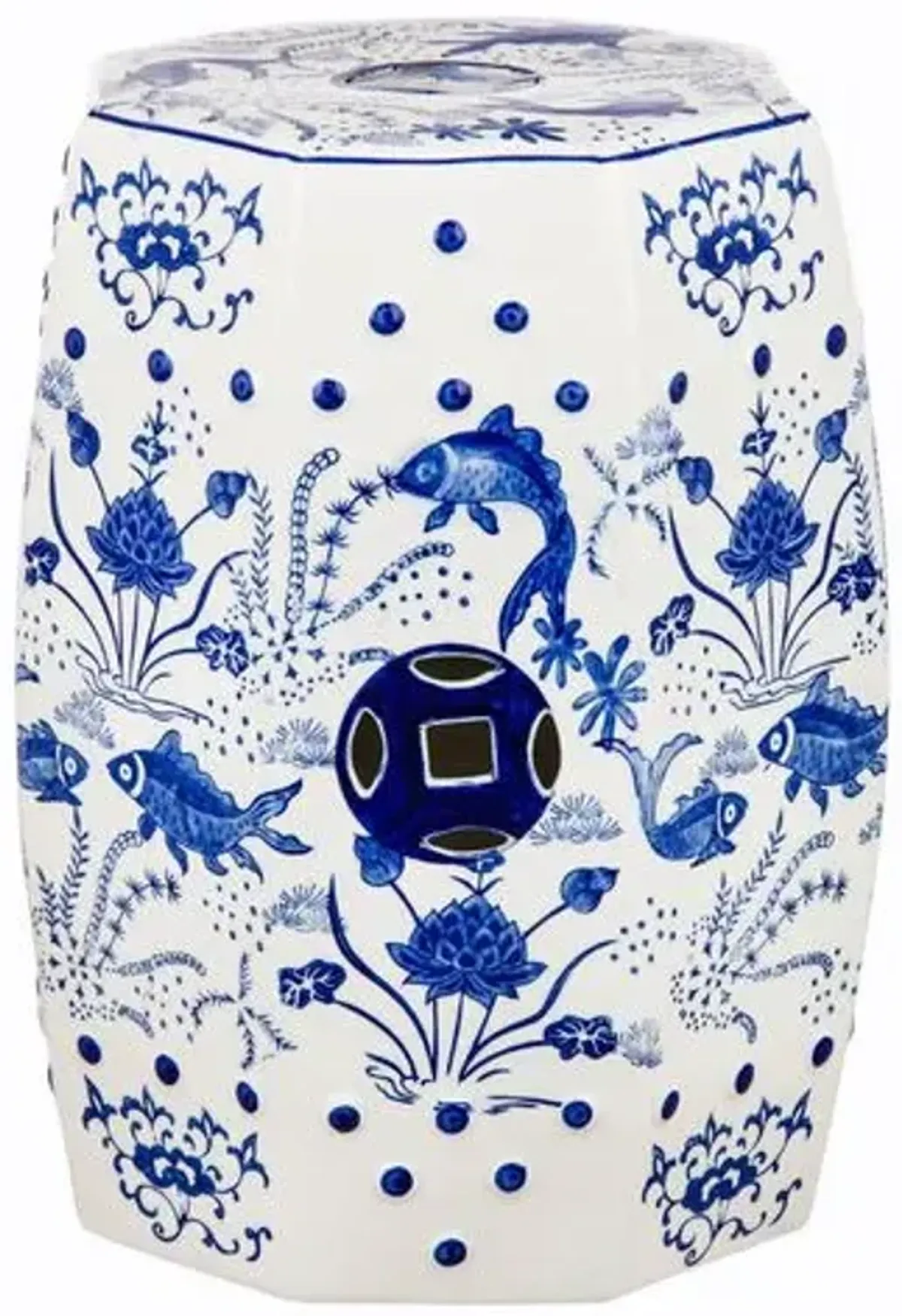 Cloud Chinoiserie Garden Stool - Blue