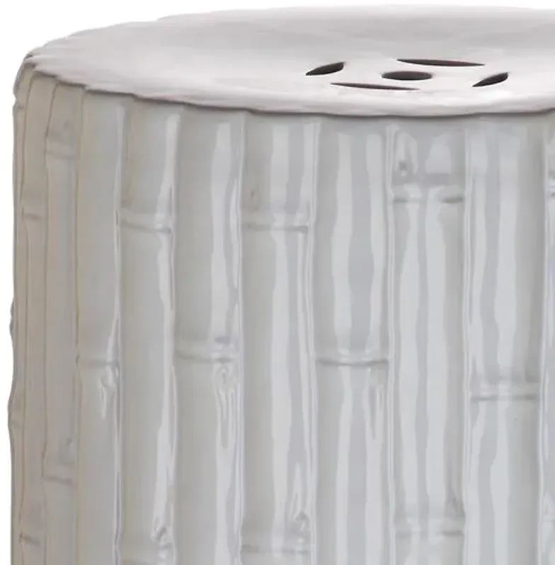 Bamboo Garden Stool - White