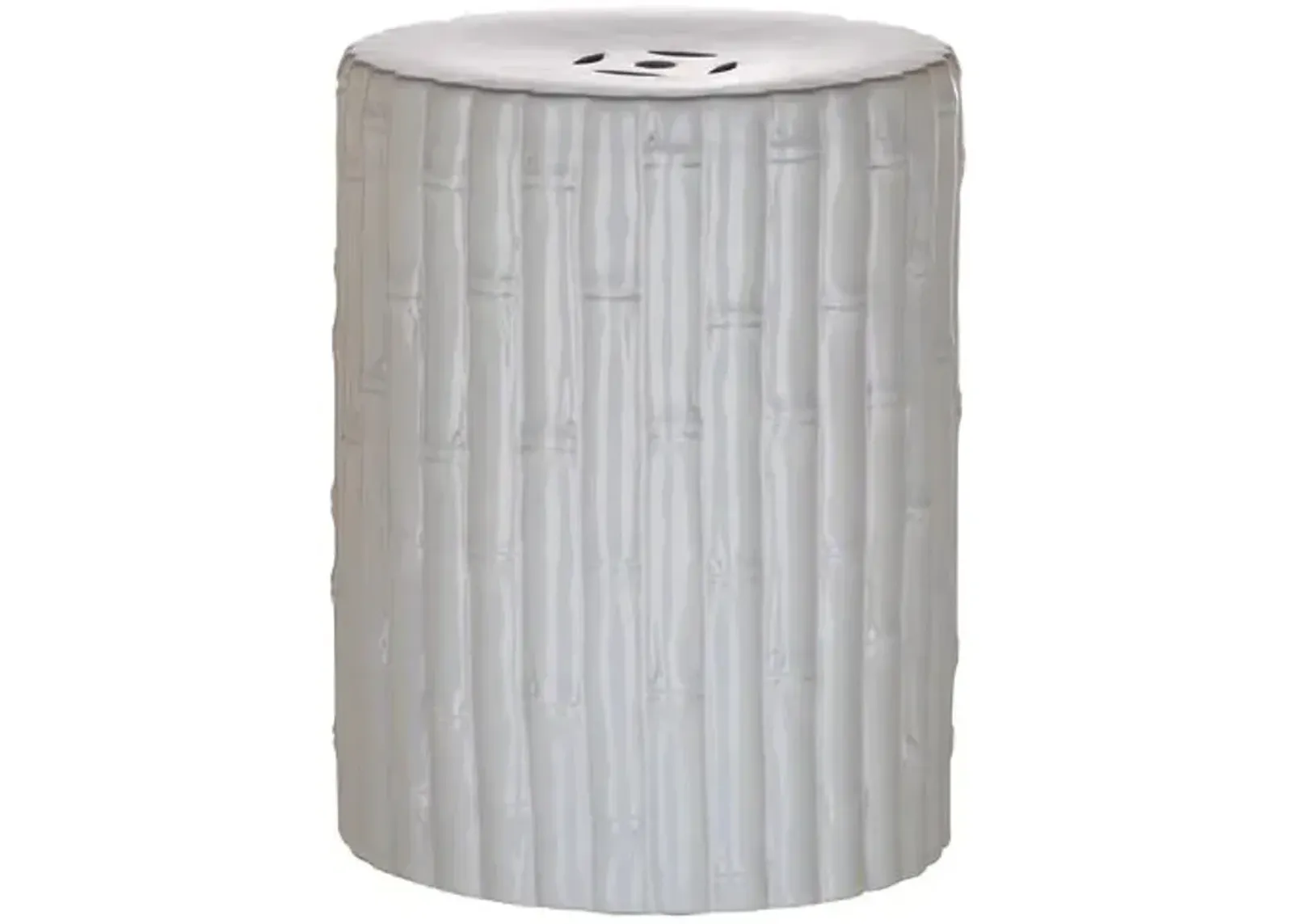 Bamboo Garden Stool - White