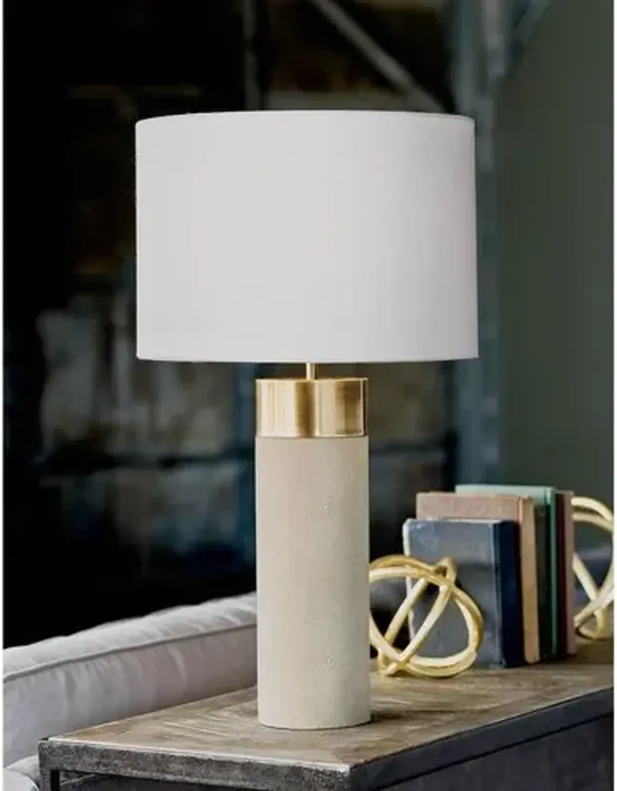 Harlow Cylinder Table Lamp - Ivory/Gray - Regina Andrew