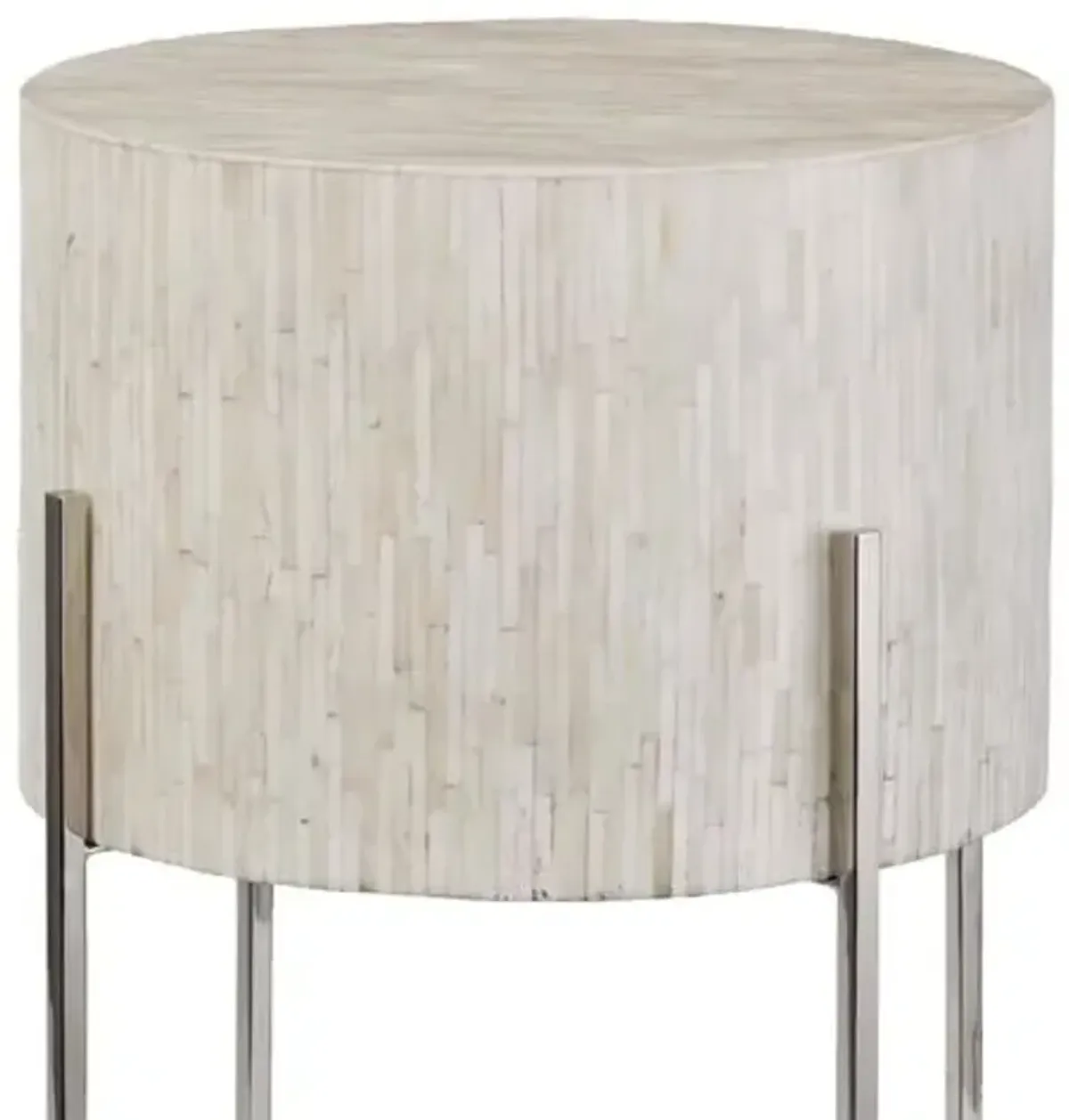 Drum Side Table - Polished Nickel - Regina Andrew - White