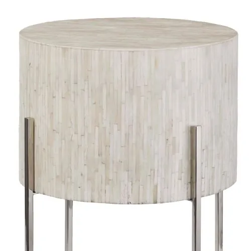 Drum Side Table - Polished Nickel - Regina Andrew - White