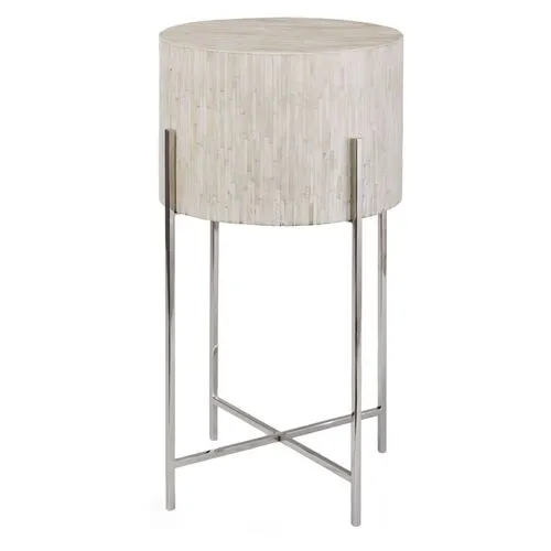 Drum Side Table - Polished Nickel - Regina Andrew - White