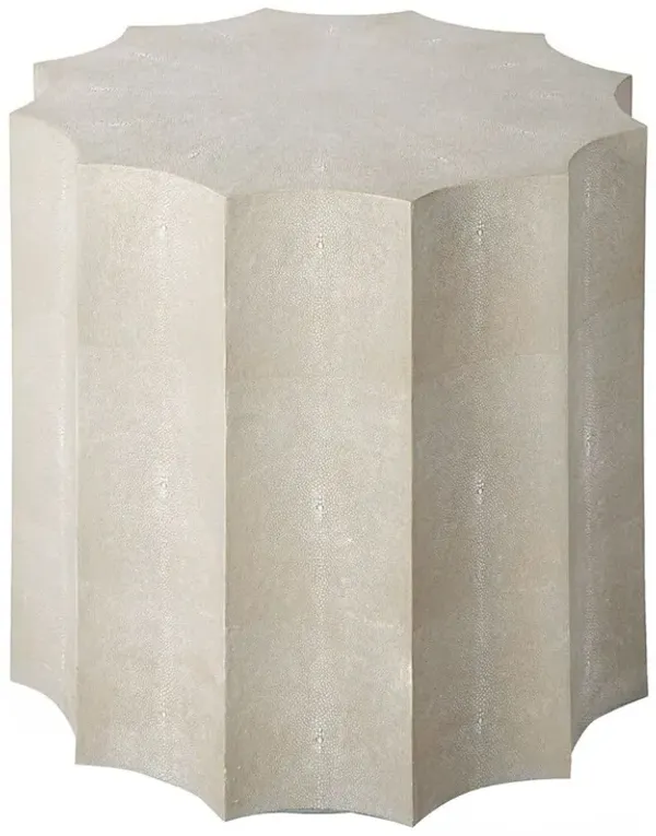Marilyn Faux-Shagreen Side Table, Ivory/Gray