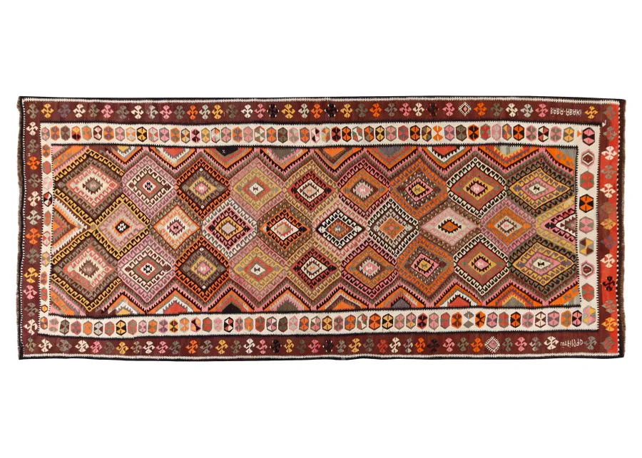 Turkish Kilim Runner - 5'9" x 14'7" - red