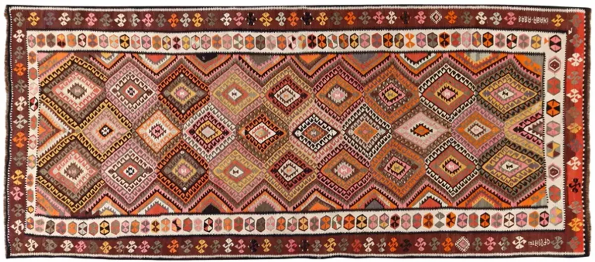 Turkish Kilim Runner - 5'9" x 14'7" - Red